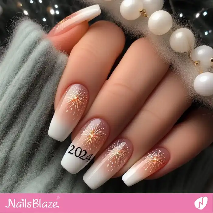 New Year Ombre Nails with Firework | 2024 Nails - NB1353